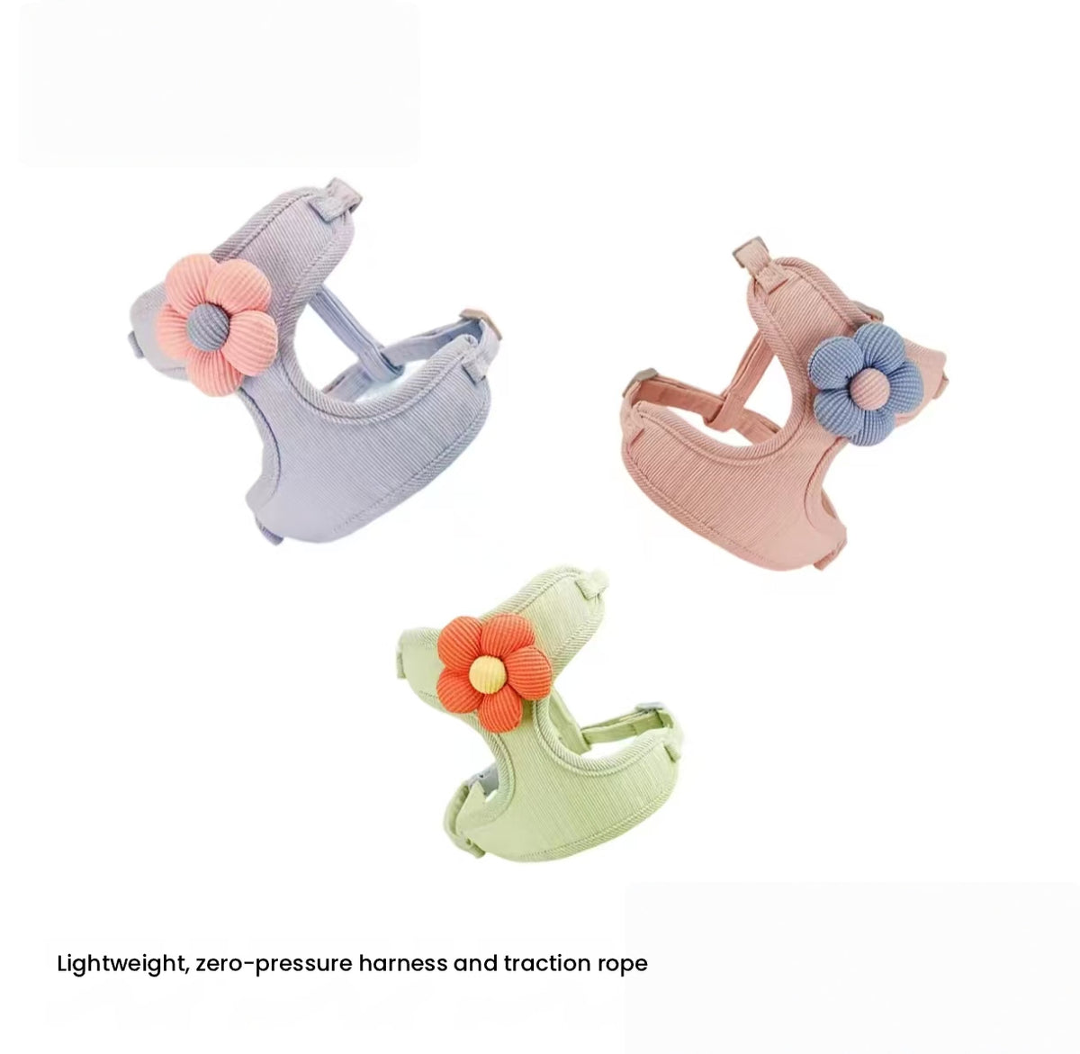 Flower Cat Harness with Leash, Vest Style for Small Pets