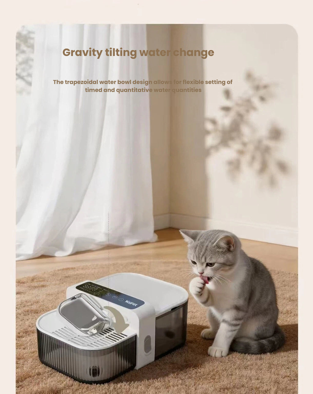 Naipet Cordless Automatic Cat Water Fountain with Clean Water Separation