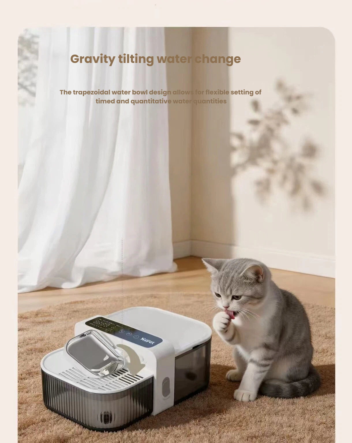 Naipet Cordless Automatic Cat Water Fountain with Clean Water Separation