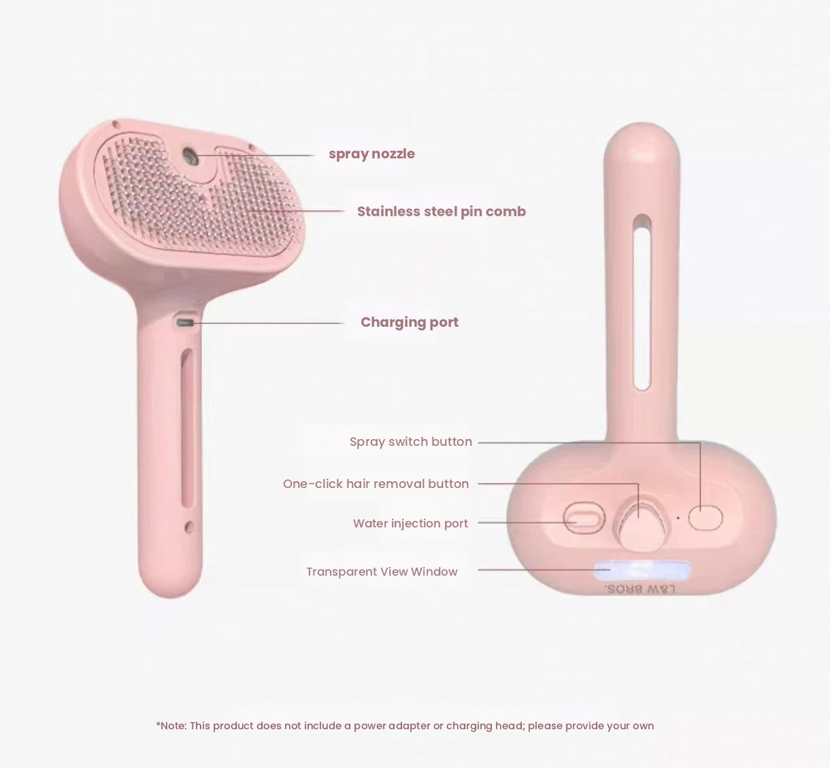Spray Pet Grooming Brush for Cats & Dogs, Deshedding Comb