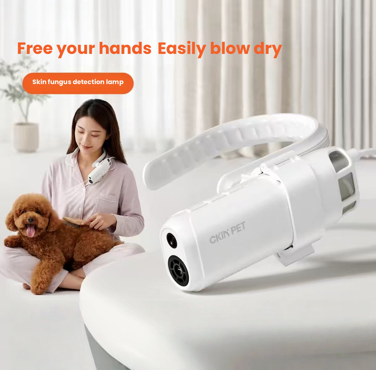 Ckin Pet Smart Pet Hair Dryer with Neck Mount Stand