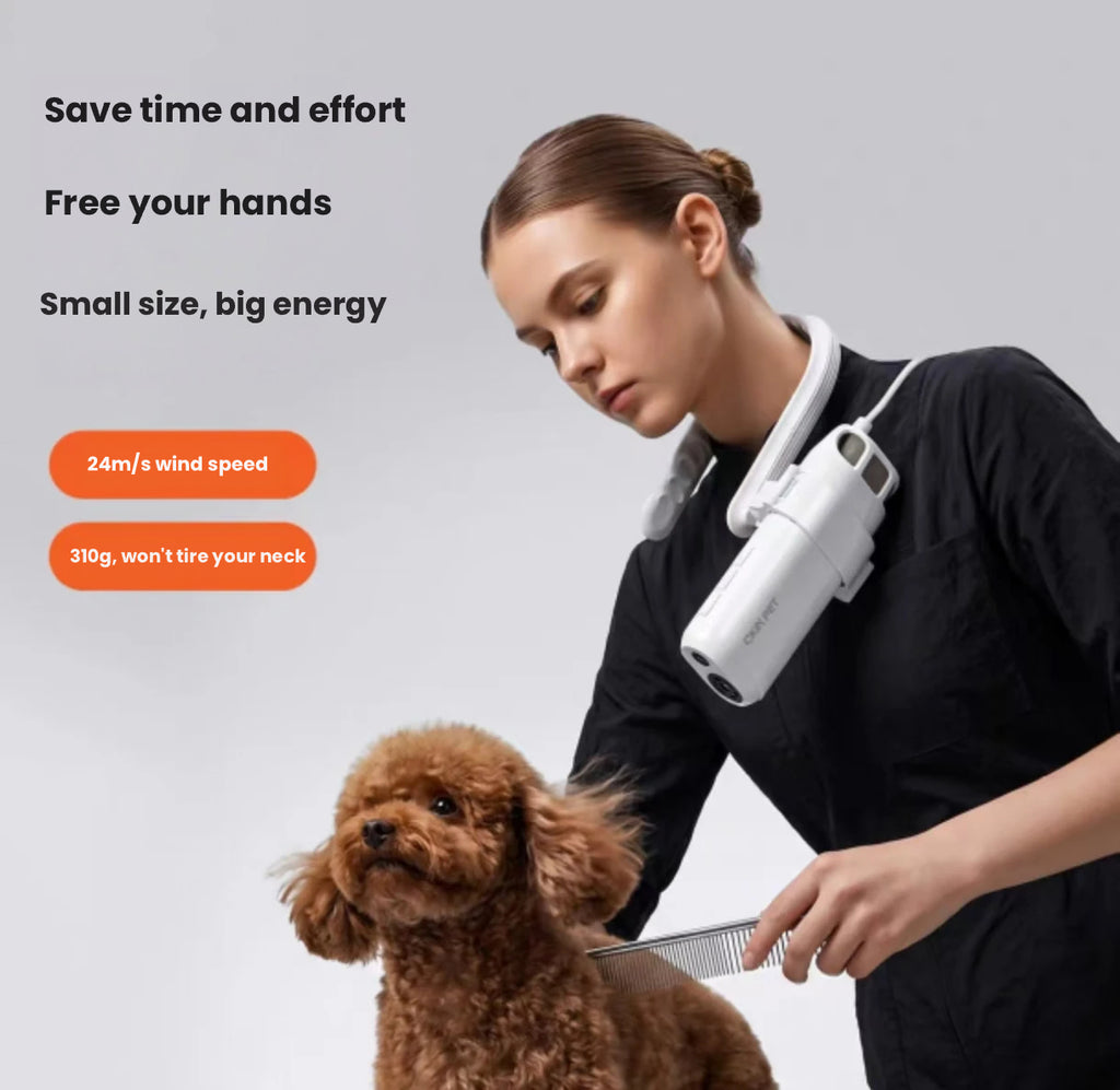 Ckin Pet Smart Pet Hair Dryer with Neck Mount Stand