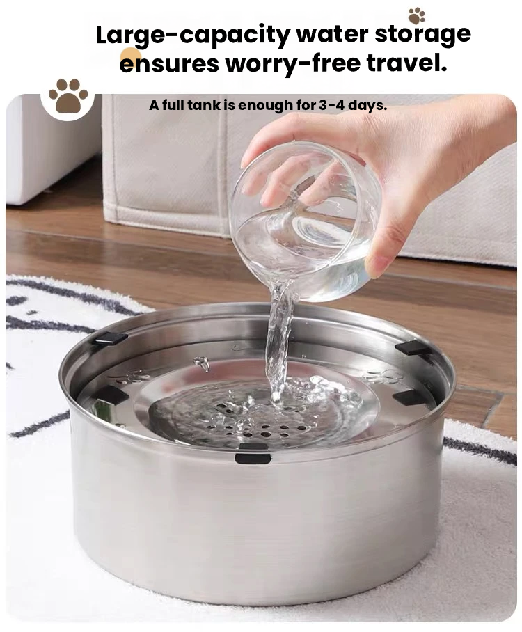 POPOCOLA Stainless Steel Floating Pet Water Bowl – Spill-Resistant Design