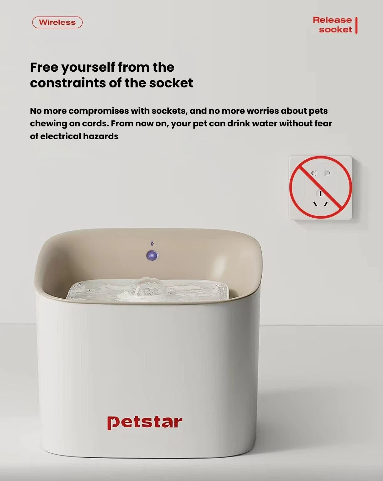 Petstar Cordless Automatic Cat Water Fountain with Motion Sensor