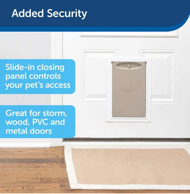 PetSafe dog door with its slide-in closing panel fitted