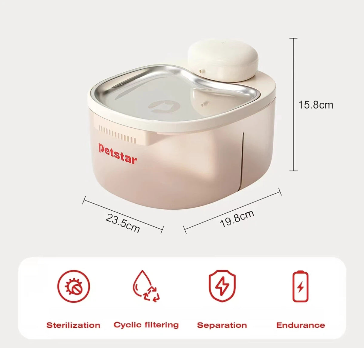 Petstar Automatic Cat Water Fountain with UV Sterilization