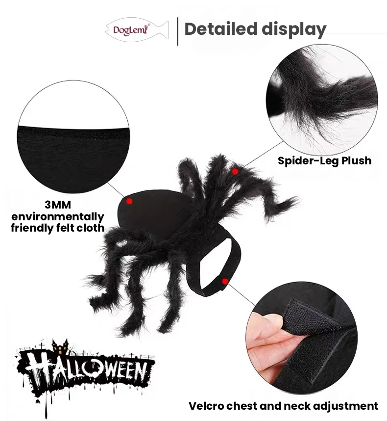 DogLemi Plush Spider Costume – Fun Dress-Up Outfit for Cats & Dogs