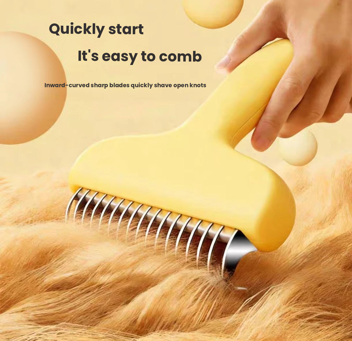 Pet Detangling Comb for Cats & Dogs, Long Hair Deshedding Brush