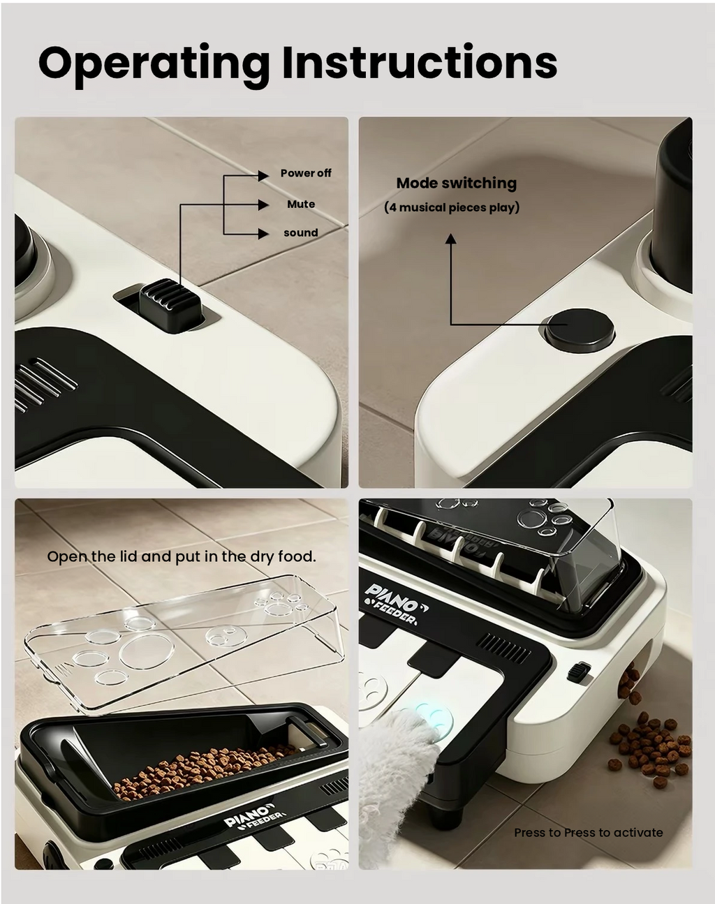 RFRU Interactive Piano Treat Dispenser – Sound-Activated Puzzle & Enrichment Toy for Small Dogs & Cats