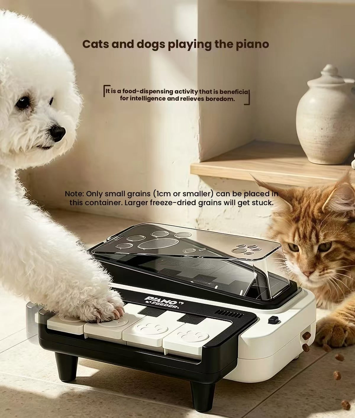 RFRU Interactive Piano Treat Dispenser – Sound-Activated Puzzle & Enrichment Toy for Small Dogs & Cats