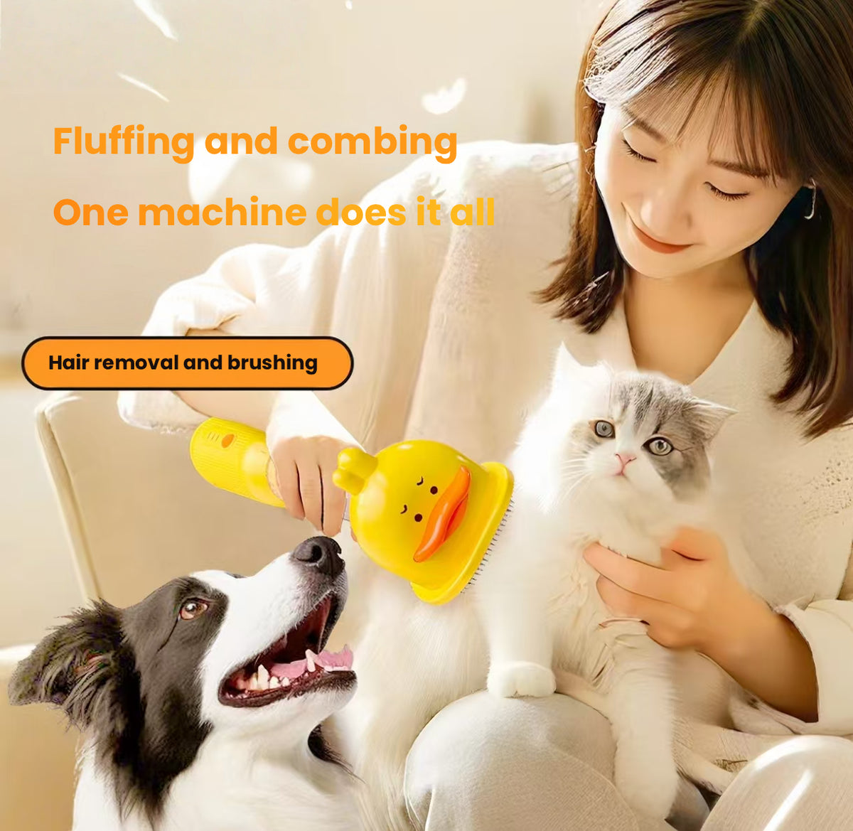 Cordless Pet Hair Remover, Grooming Brush for Cats & Dogs