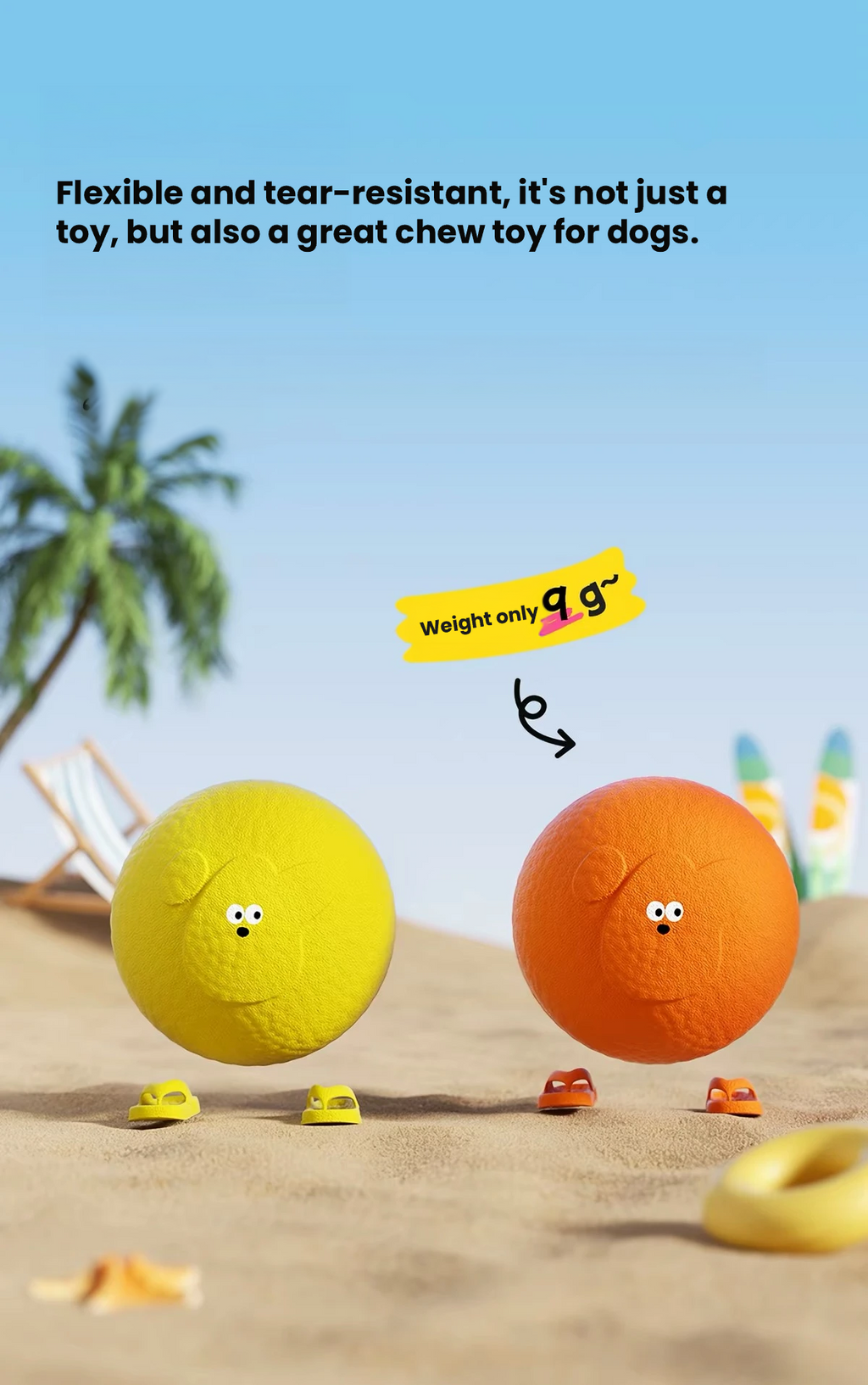 Roroarrr Chew-Resistant Bouncy Dog Ball – Interactive Boredom-Relief & Teething Toy