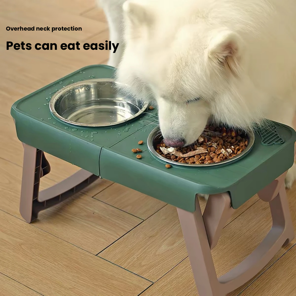 JKULnlnG Adjustable Raised Stainless Steel Dog Bowl