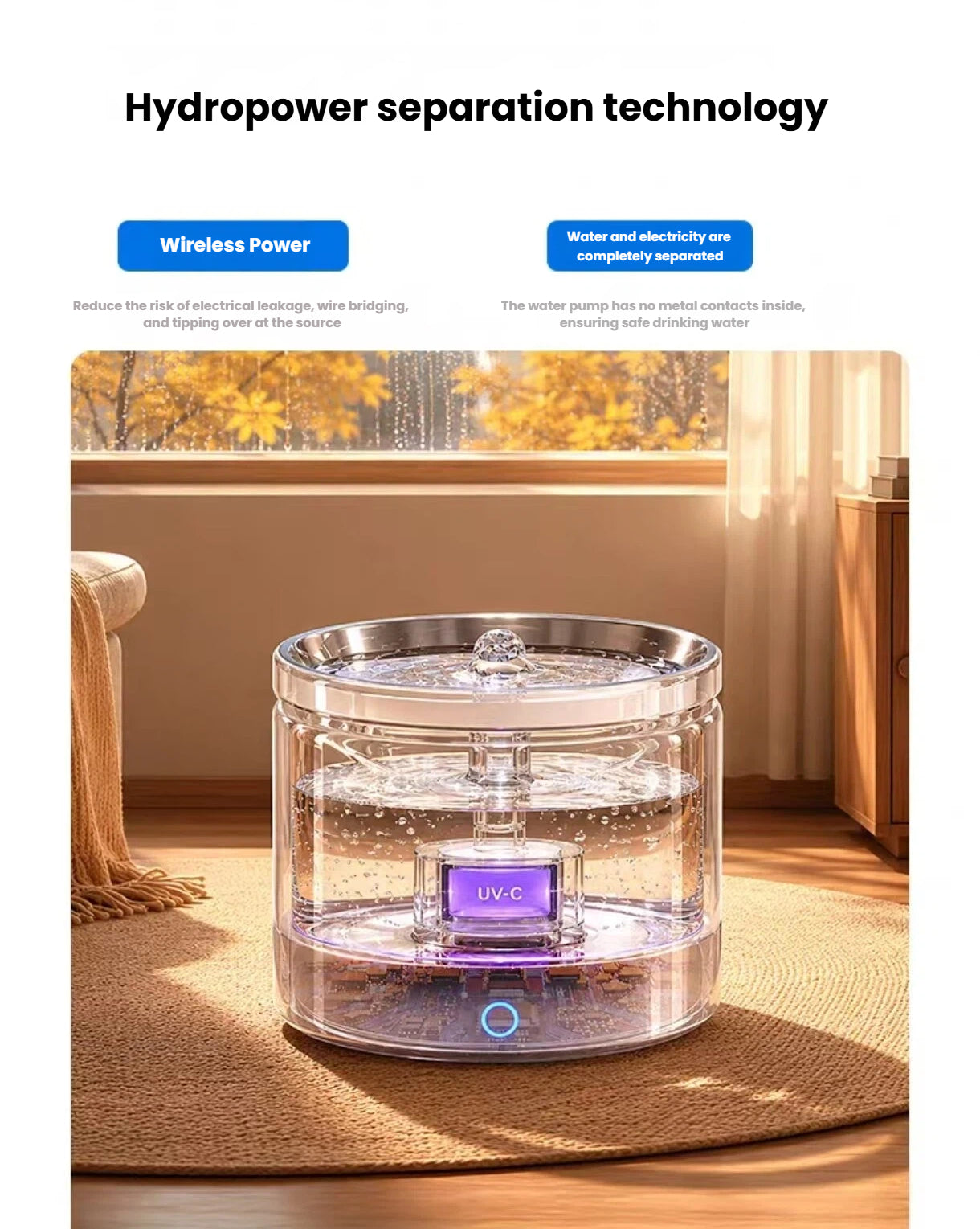 Scoci automatic pet fountain dimensions of 200 by 160 millimetres