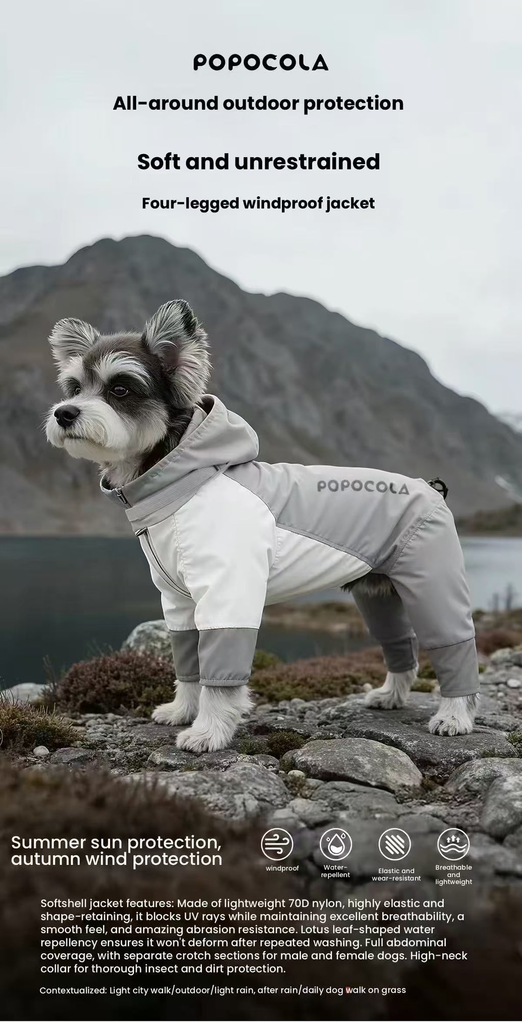 POPOCOLA Waterproof Full Body Dog Raincoat for Medium & Large Dogs