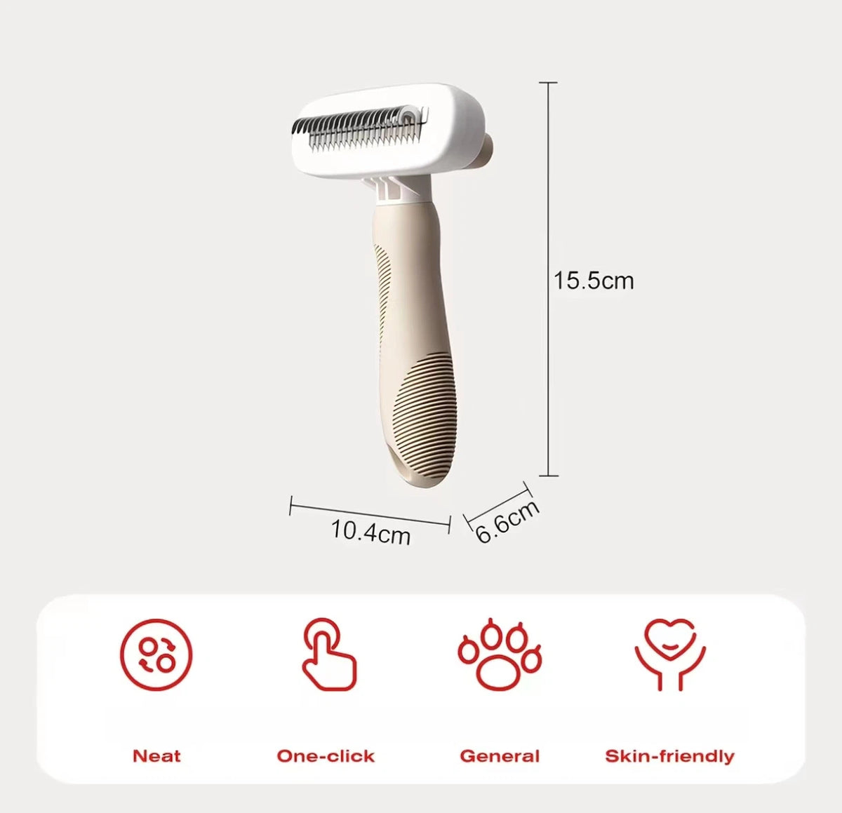 Petstar deshedding comb dimensions with a 15.5 cm overall height