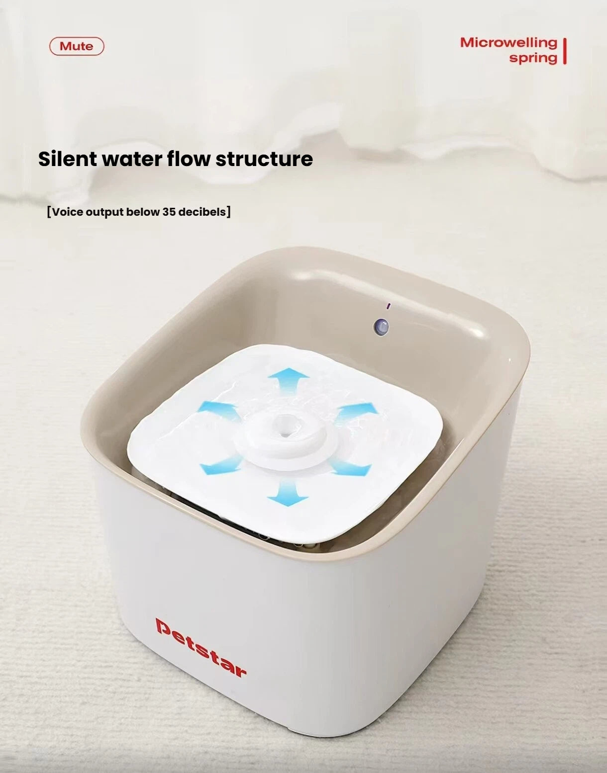 Petstar Cordless Automatic Cat Water Fountain with Motion Sensor
