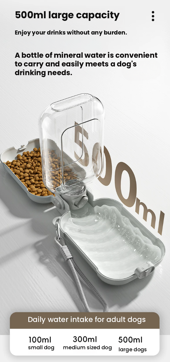 POPOCOLA 2-in-1 Portable Dog Water Bottle for Outdoor Travel