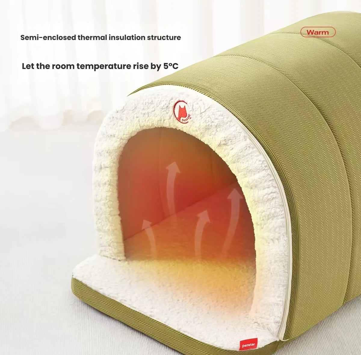 Petstar tent bed illustration showing the covered sleeping space