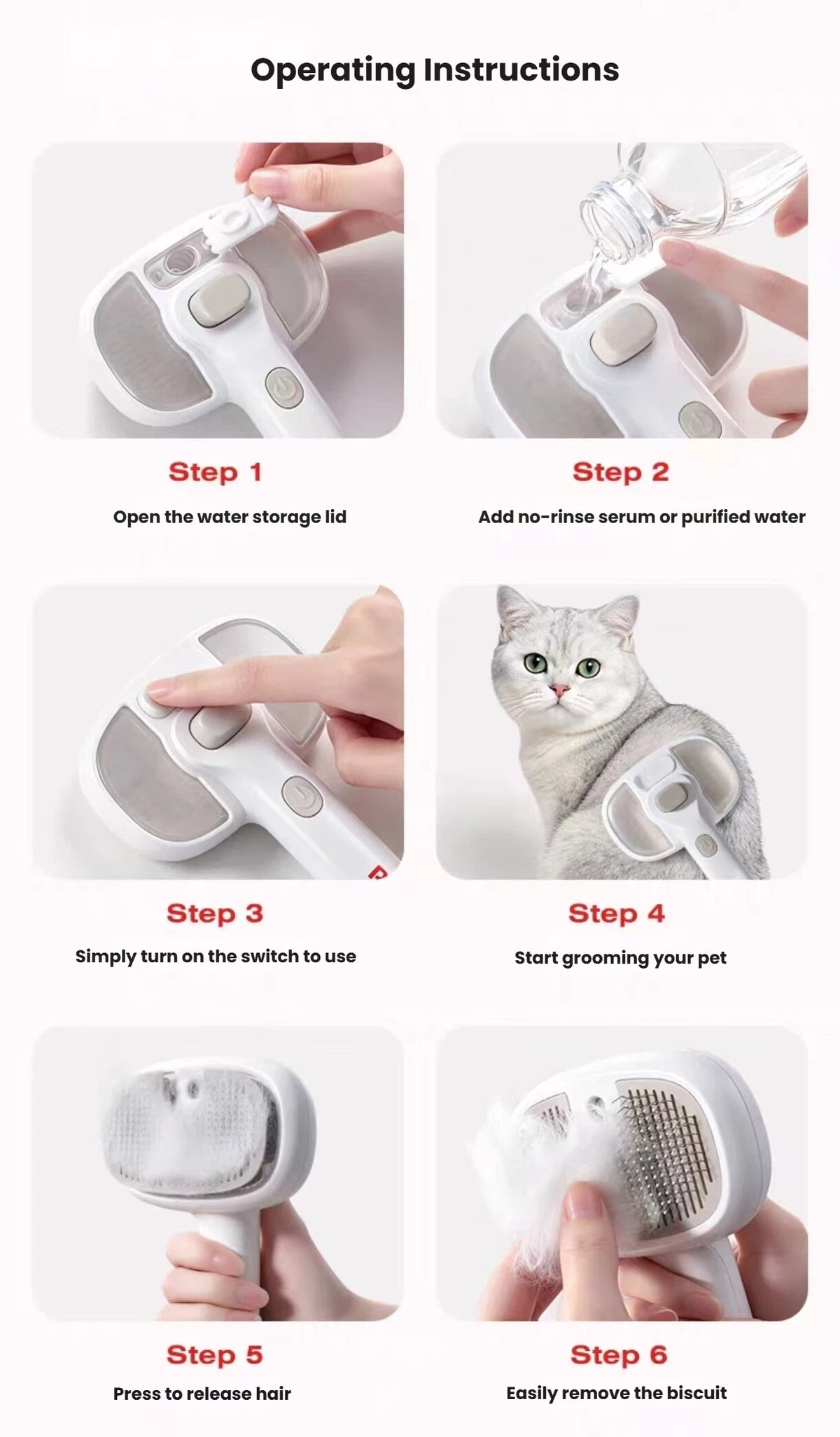 Petstar Spray Deshedding Brush for Cats & Dogs