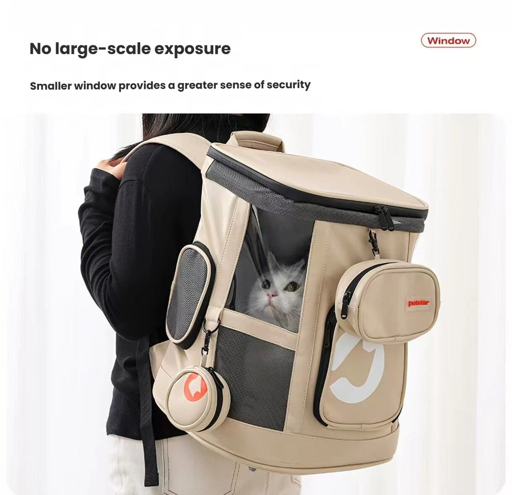 Petstar Expandable Cat Carrier Backpack, Breathable Large-Capacity Travel Bag