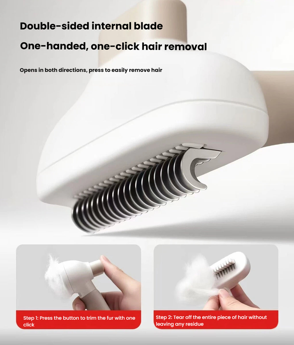 Petstar comb hair-release button and collected-fur removal demonstration