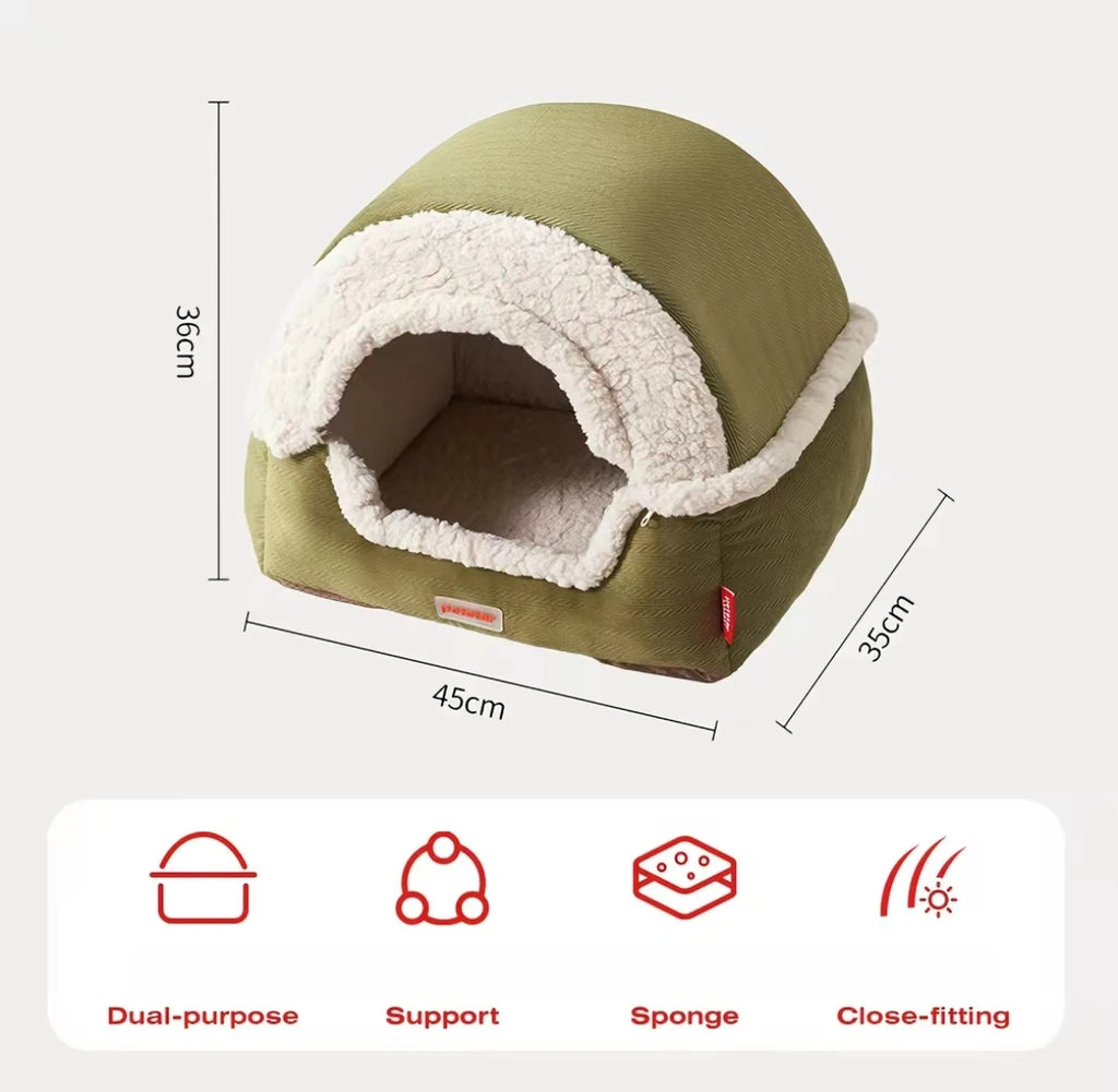 Petstar enclosed cat bed dimension diagram showing 45 x 35 x 36 cm