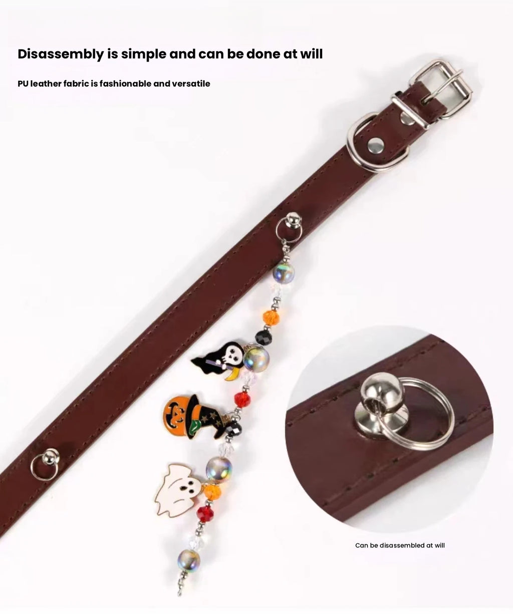 DIY Halloween Pet Collar with Bell, Beaded Cat & Dog Accessory