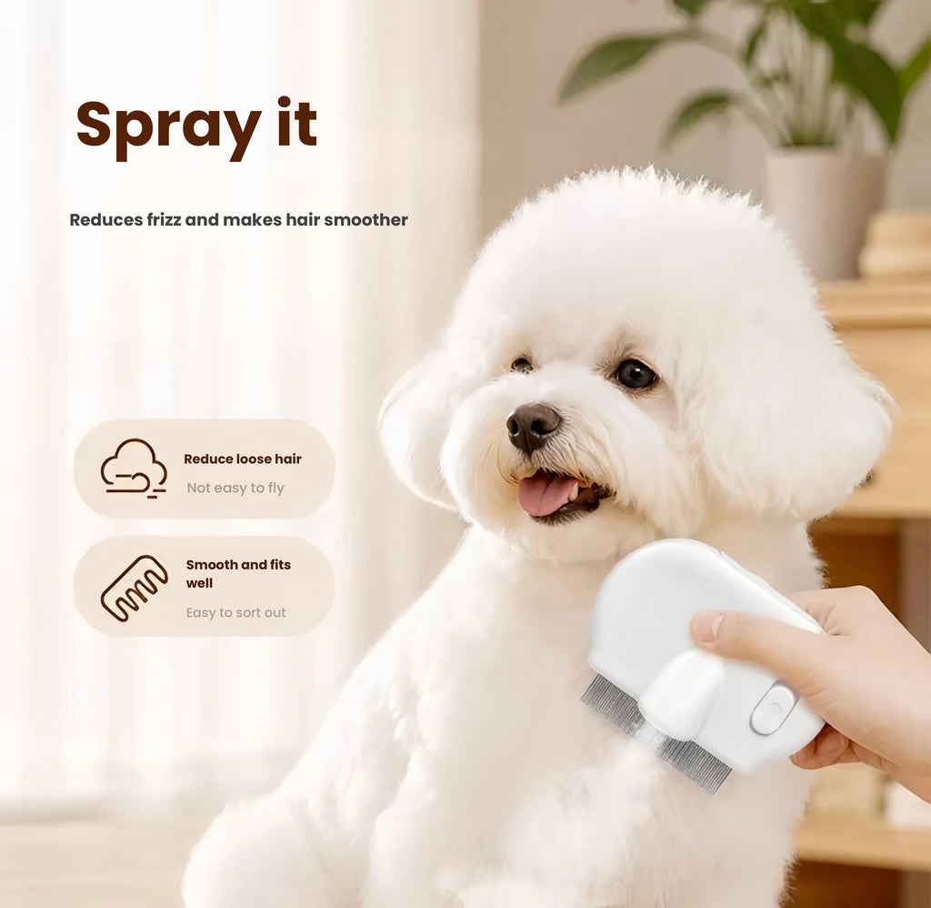 Spray Grooming Comb for Cats & Dogs, Deshedding & Detangling Brush
