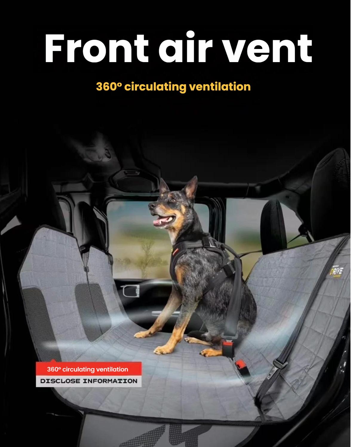 EzyDog Drive Dog Car Seat Hammock Rear Charcoal + Car Seat Attachment