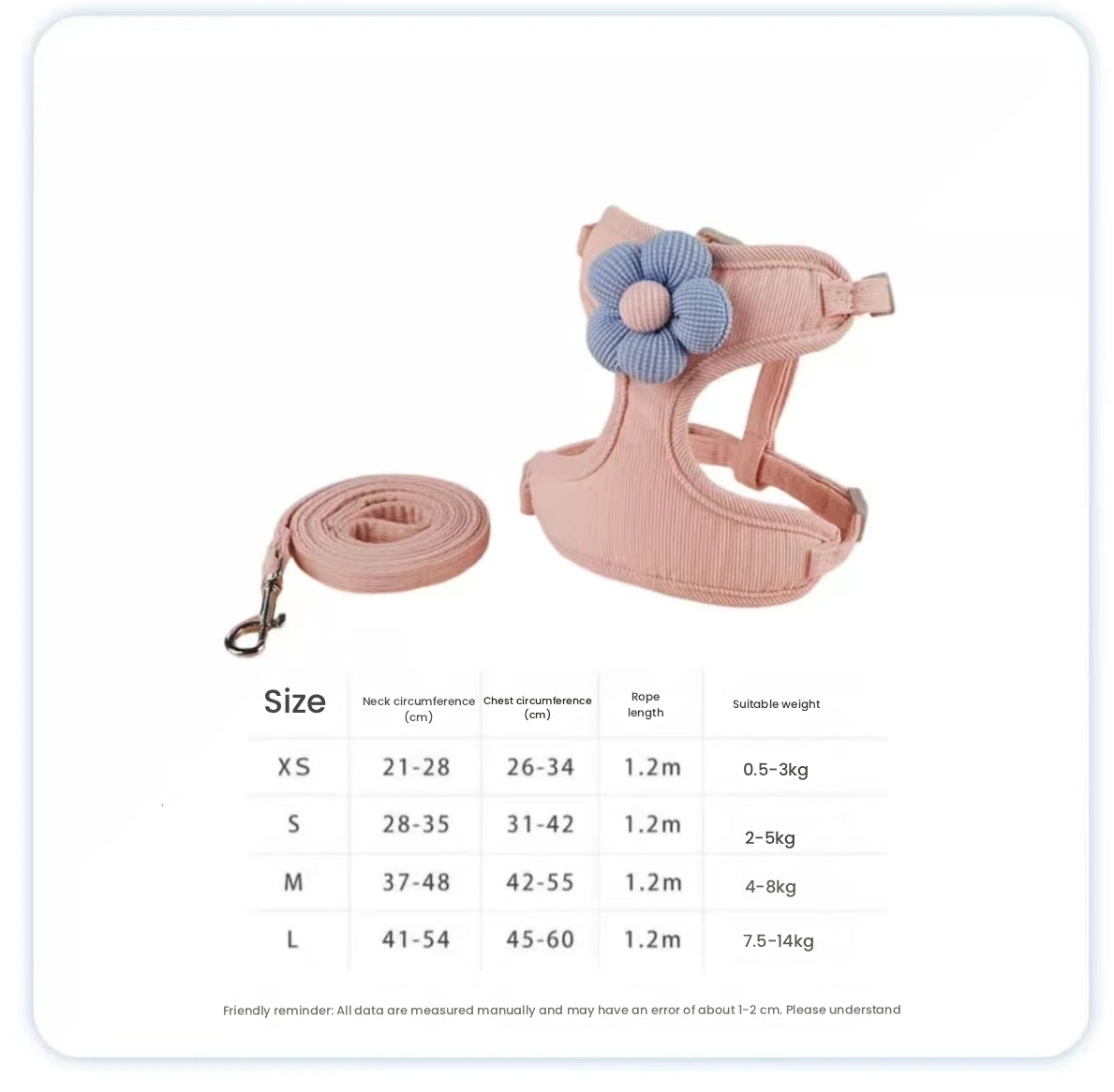 Flower Cat Harness with Leash, Vest Style for Small Pets