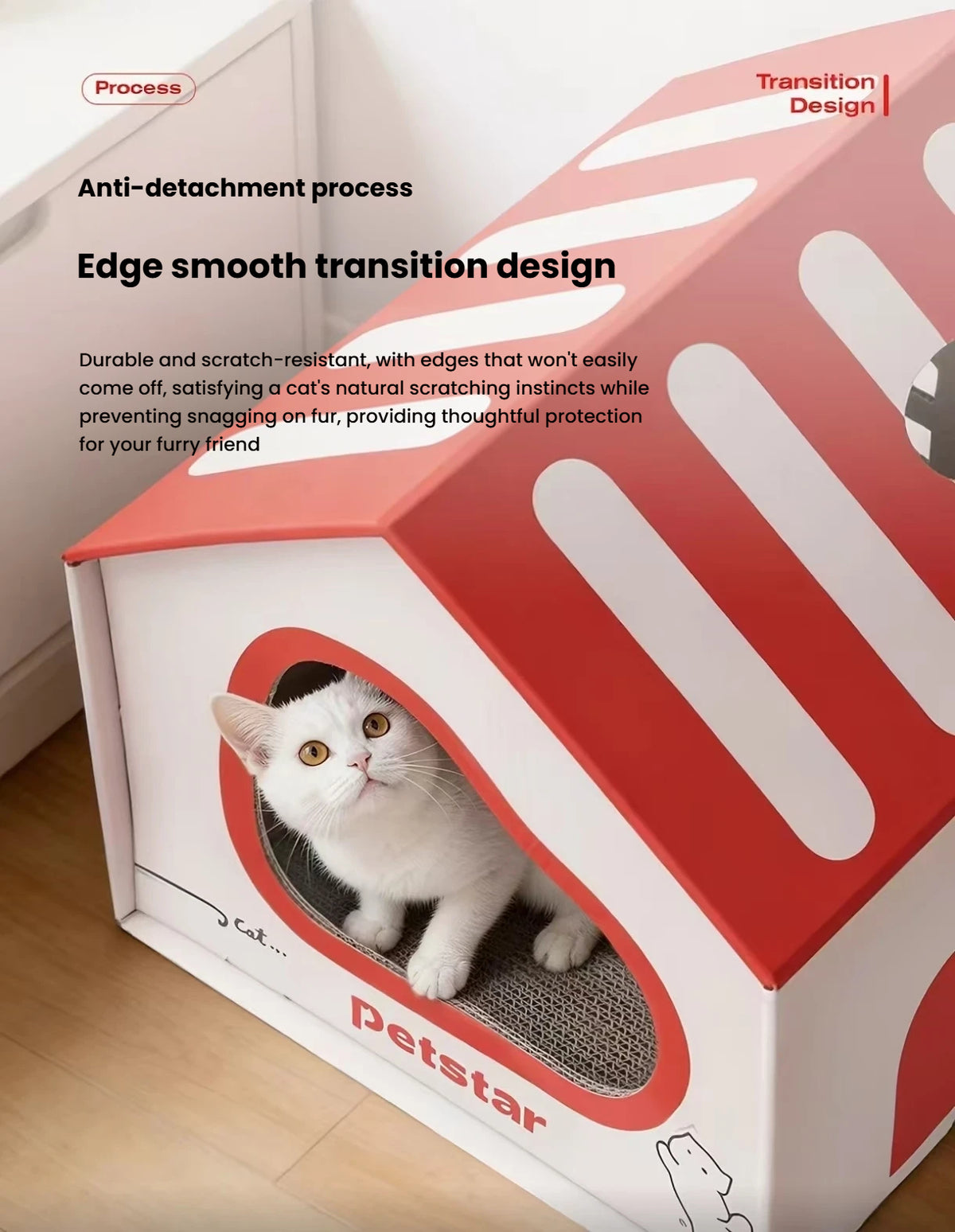Angled view of the Petstar cat house roof and front entrance