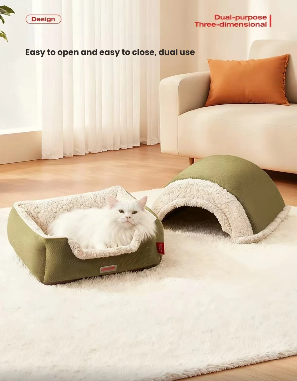 Petstar bed displayed as an open nest beside its removable dome