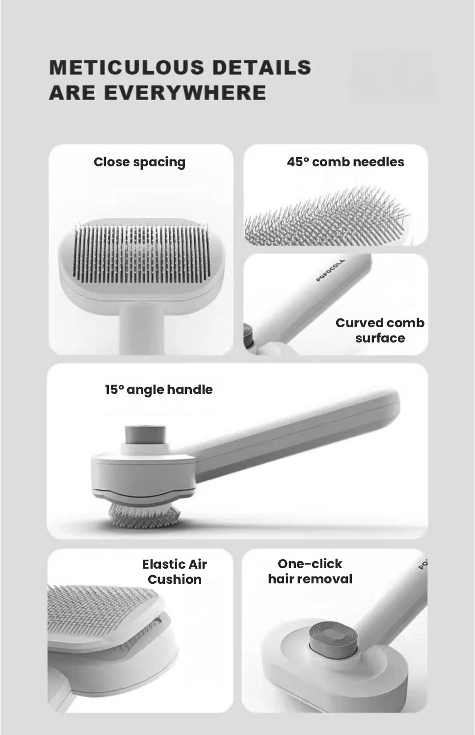 POPOCOLA Deshedding Pet Brush – Hair Removal Grooming Comb for Dogs & Cats