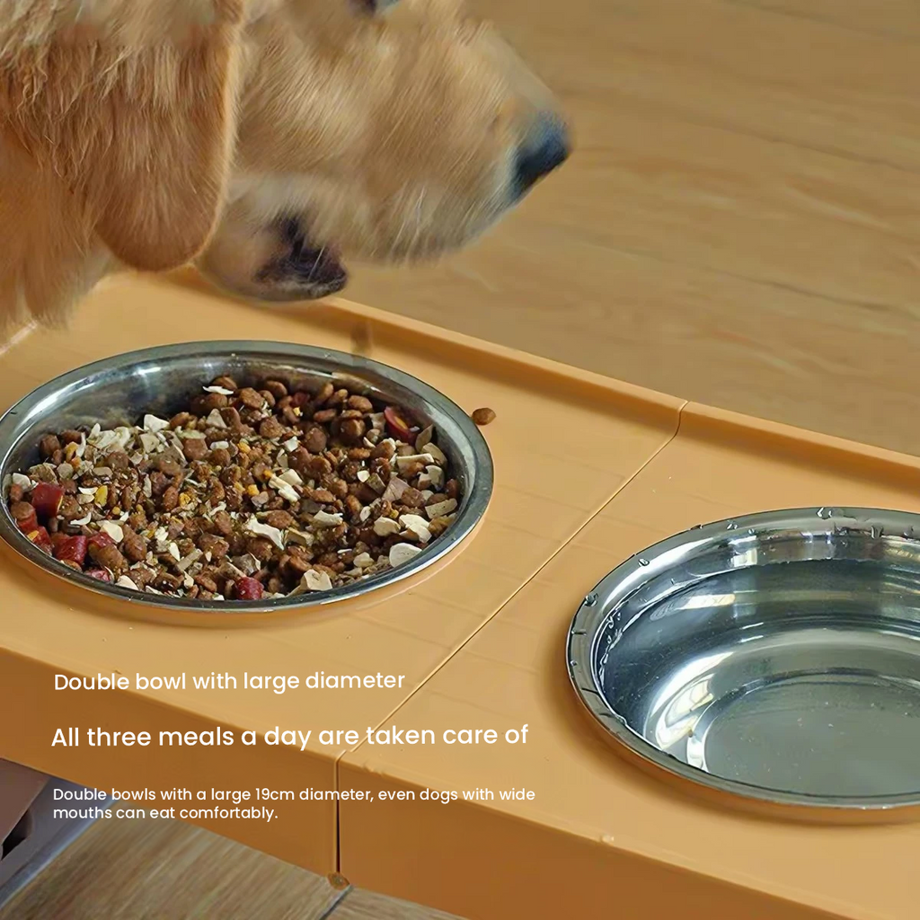 JKULnlnG Adjustable Raised Stainless Steel Dog Bowl