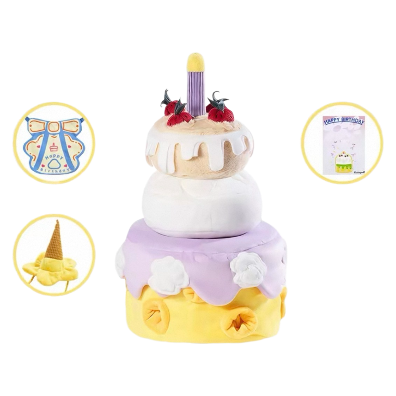 Raisingwell Birthday Cake Dog Toy – Interactive Snuffle & Treat-Dispensing Enrichment Toy
