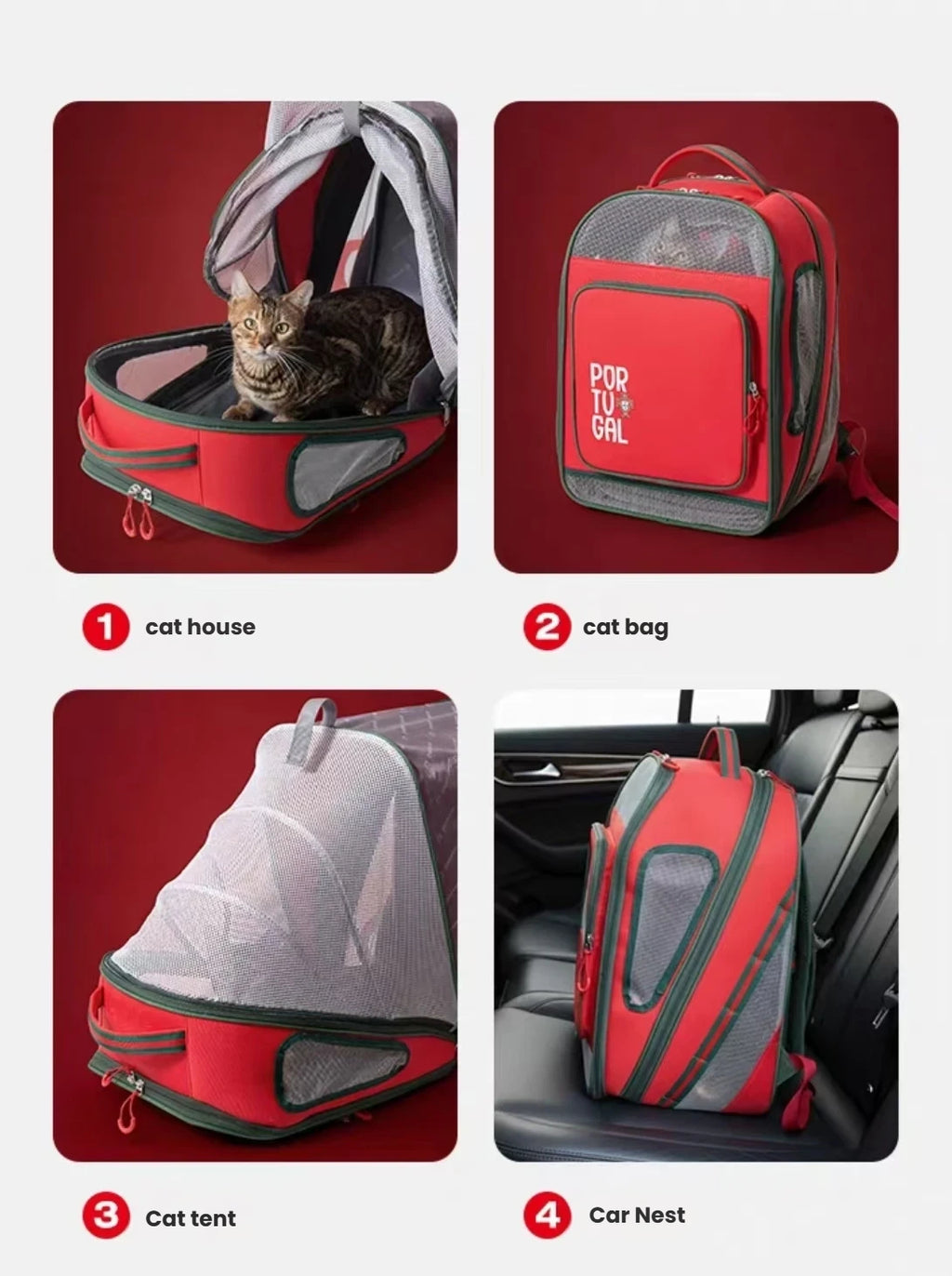 Petstar carrier shown as a backpack and expanded mesh enclosure