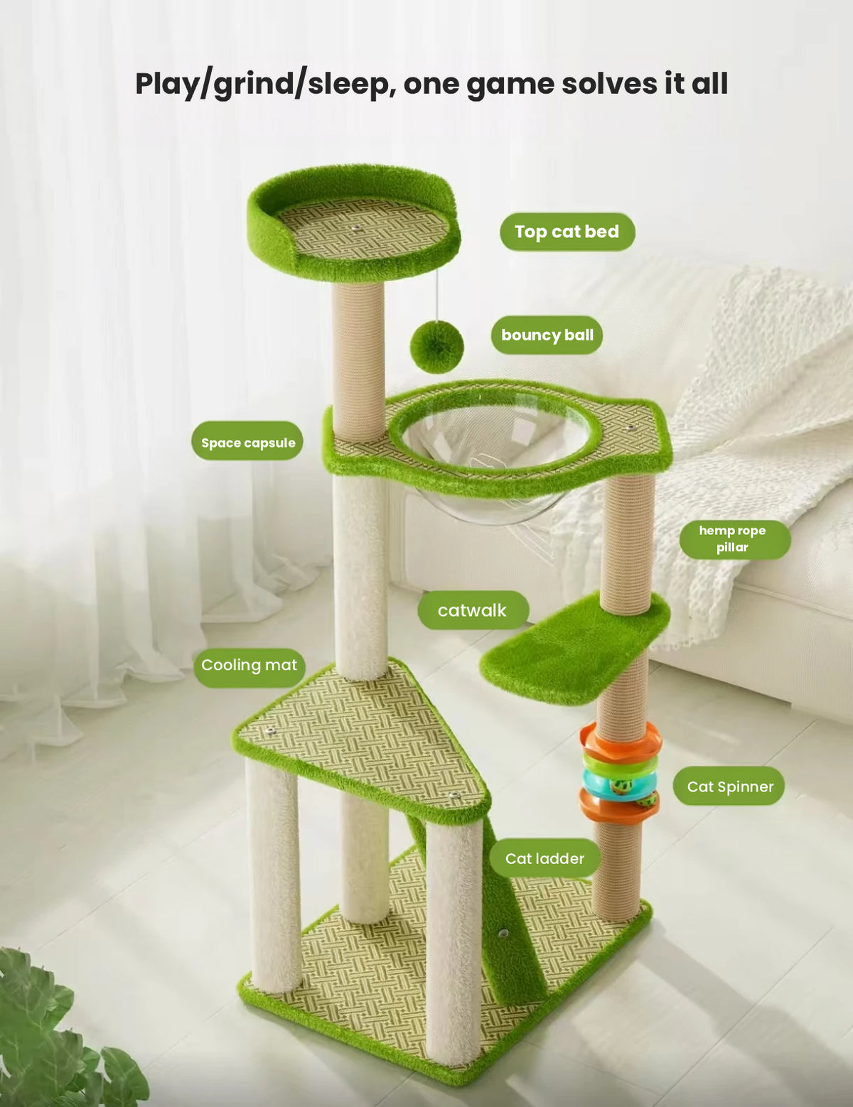 2-Tier Elevated Cat Bed: All-Season Cat Tree & Cooling Cat House
