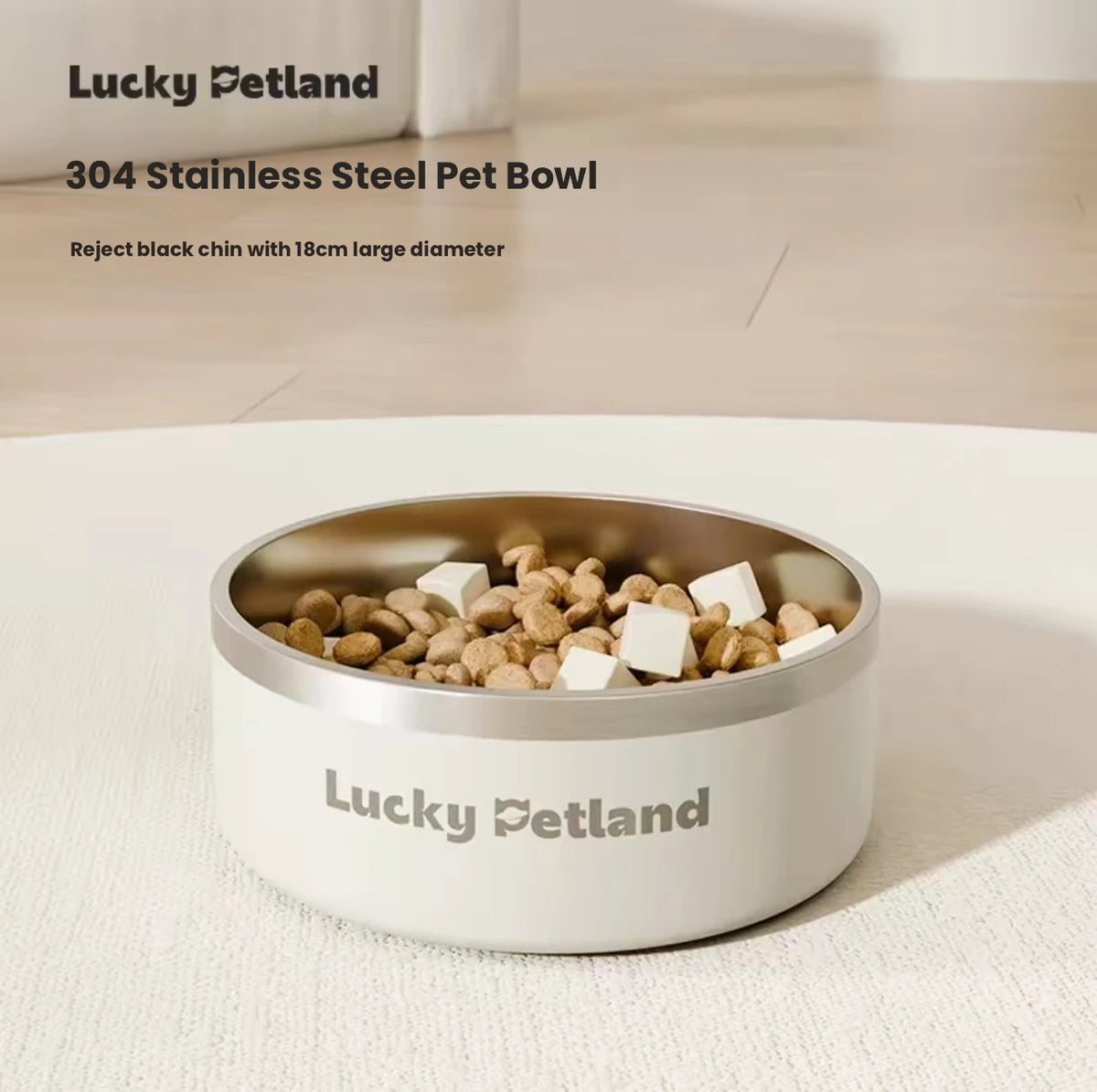 LuckyPetland Stainless Steel Cat & Dog Bowl, Anti-Slip Desig