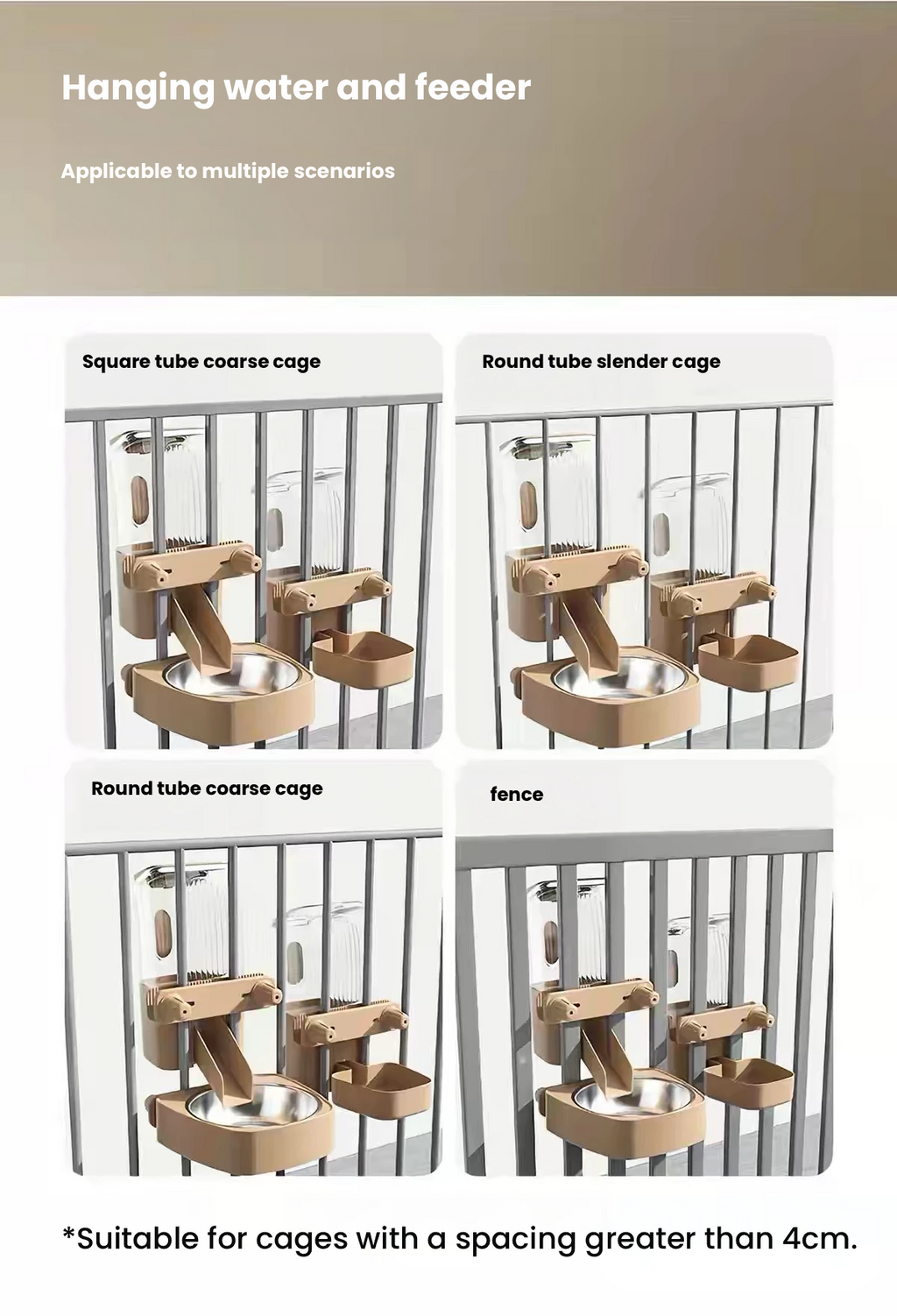 Hipidog Hanging Pet Food & Water Bowls for Cage Use