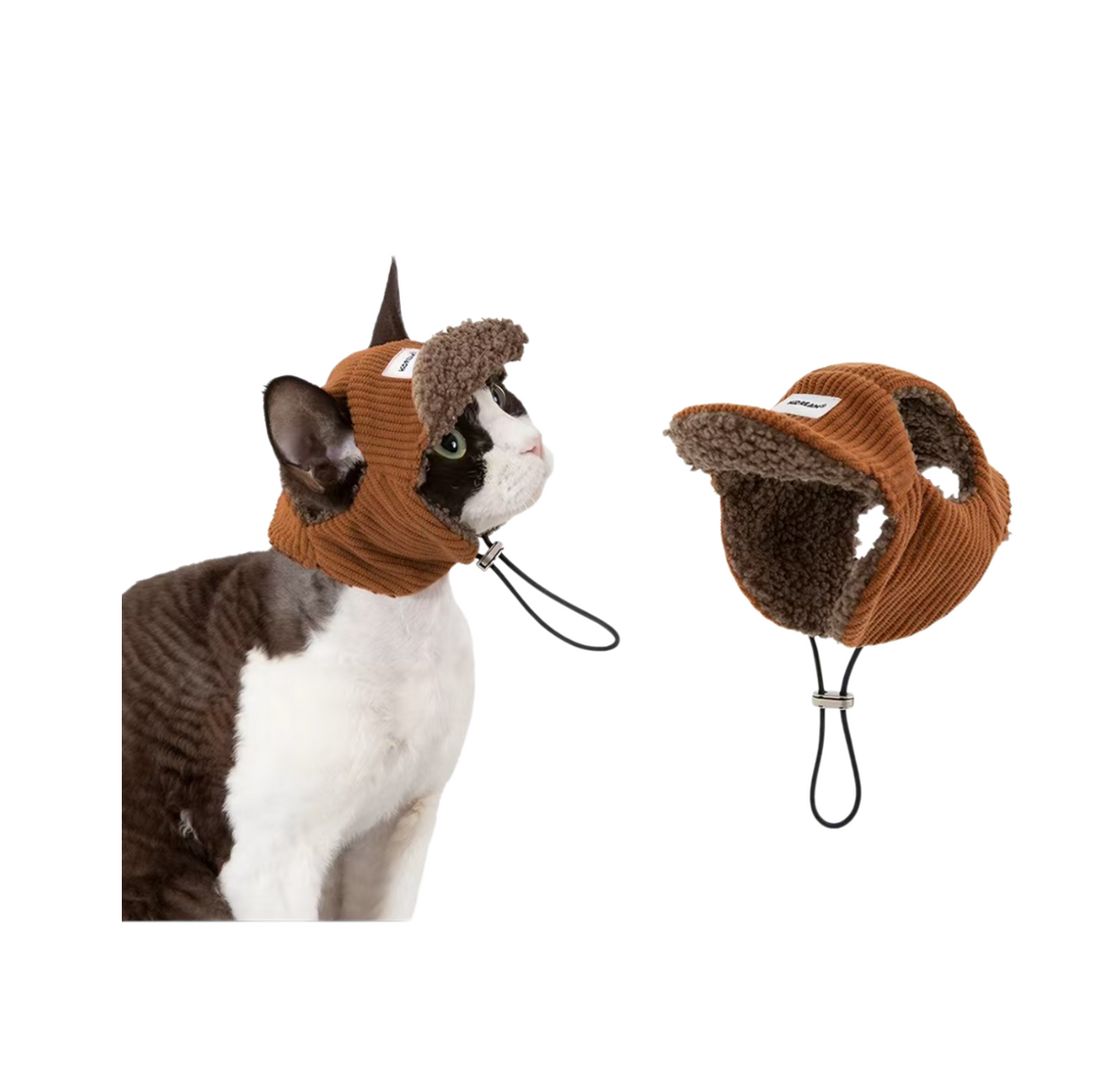 HiDREAM Knit Cat Winter Hat with Neck Warmer - Thick Plush Cap for Devon Rex