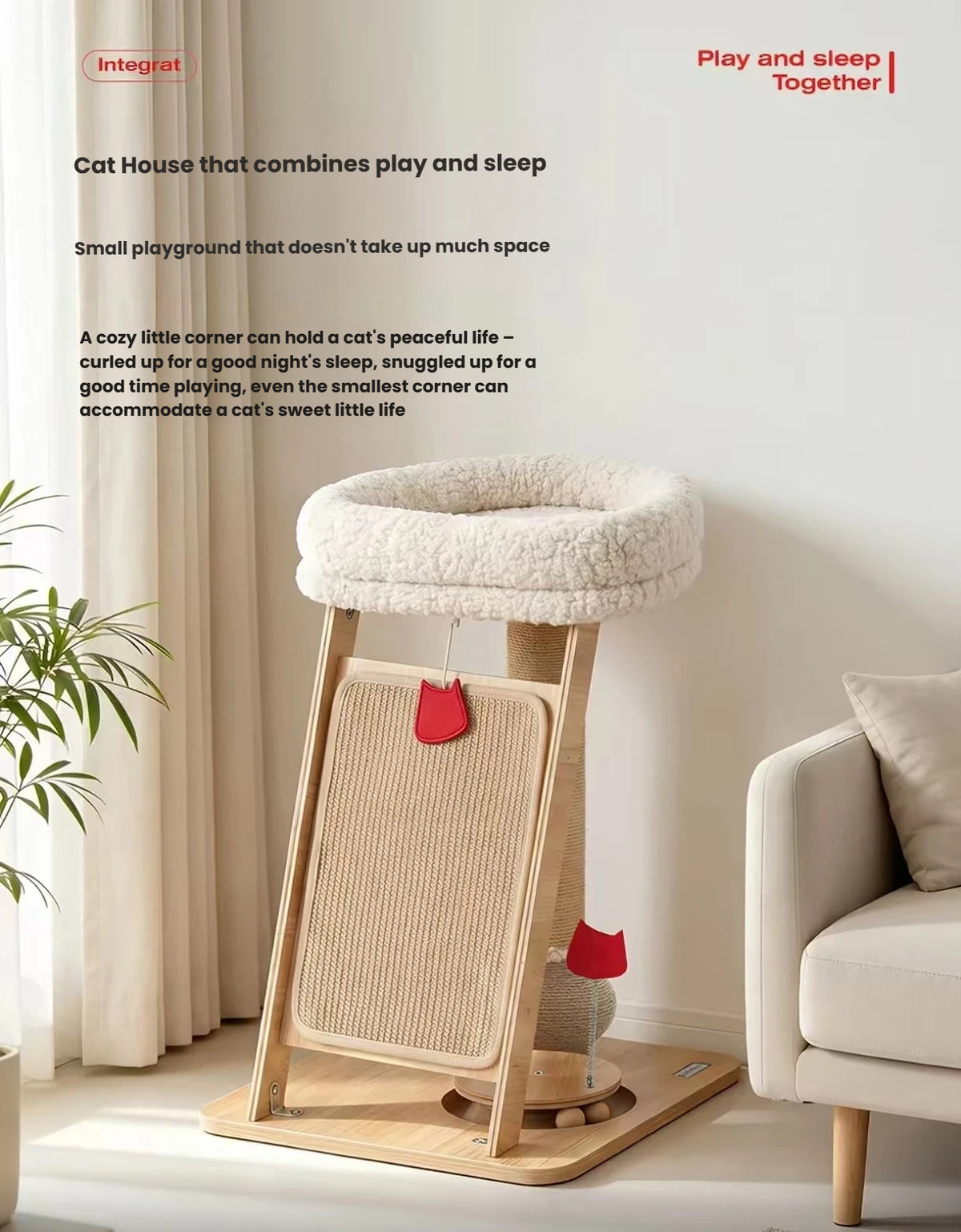 Petstar cat tree showing perch, scratching post and angled board