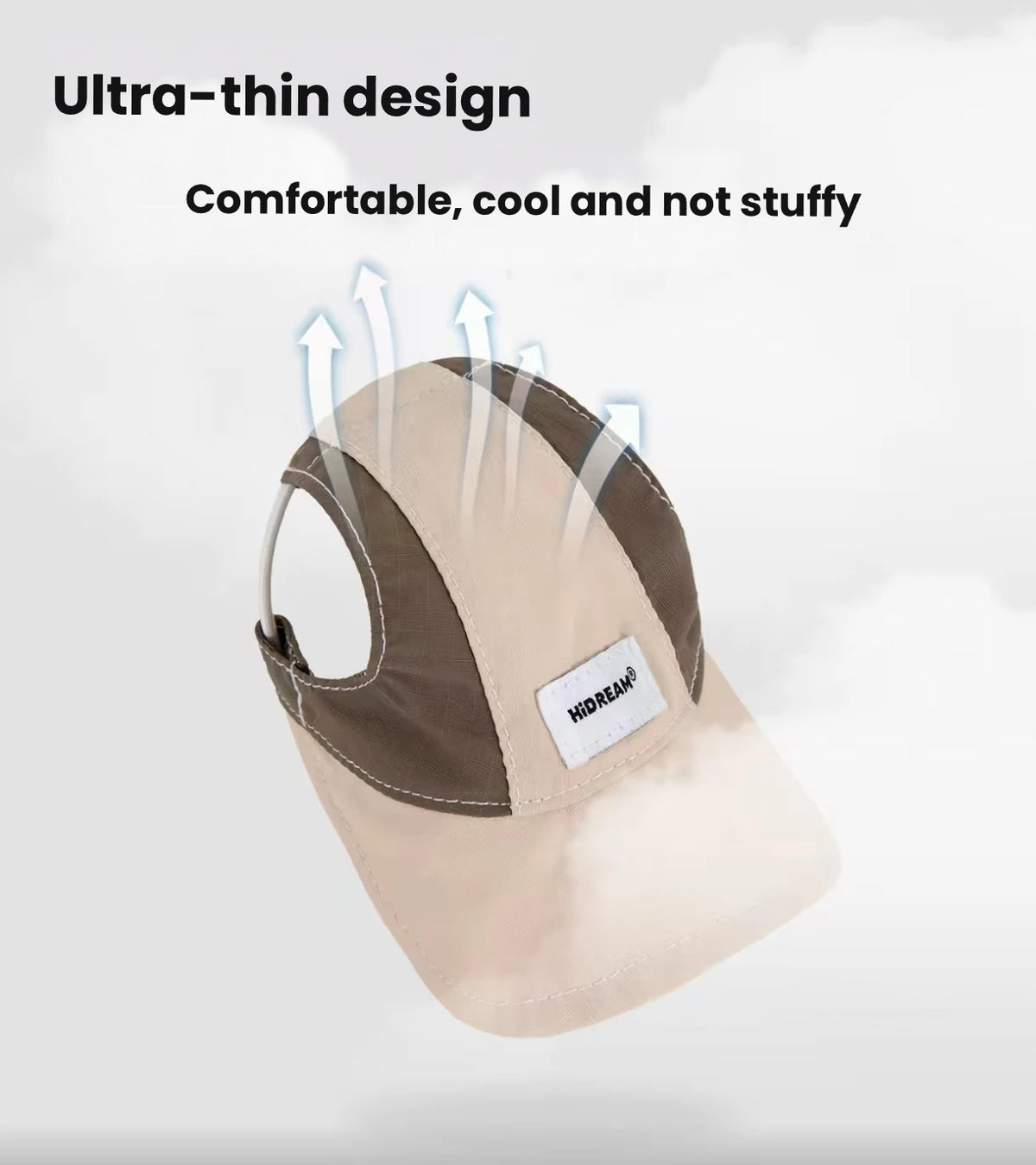 HiDREAM Cat Sun Hat with Ear Holes - Adjustable Sun Protection Cap for Cats