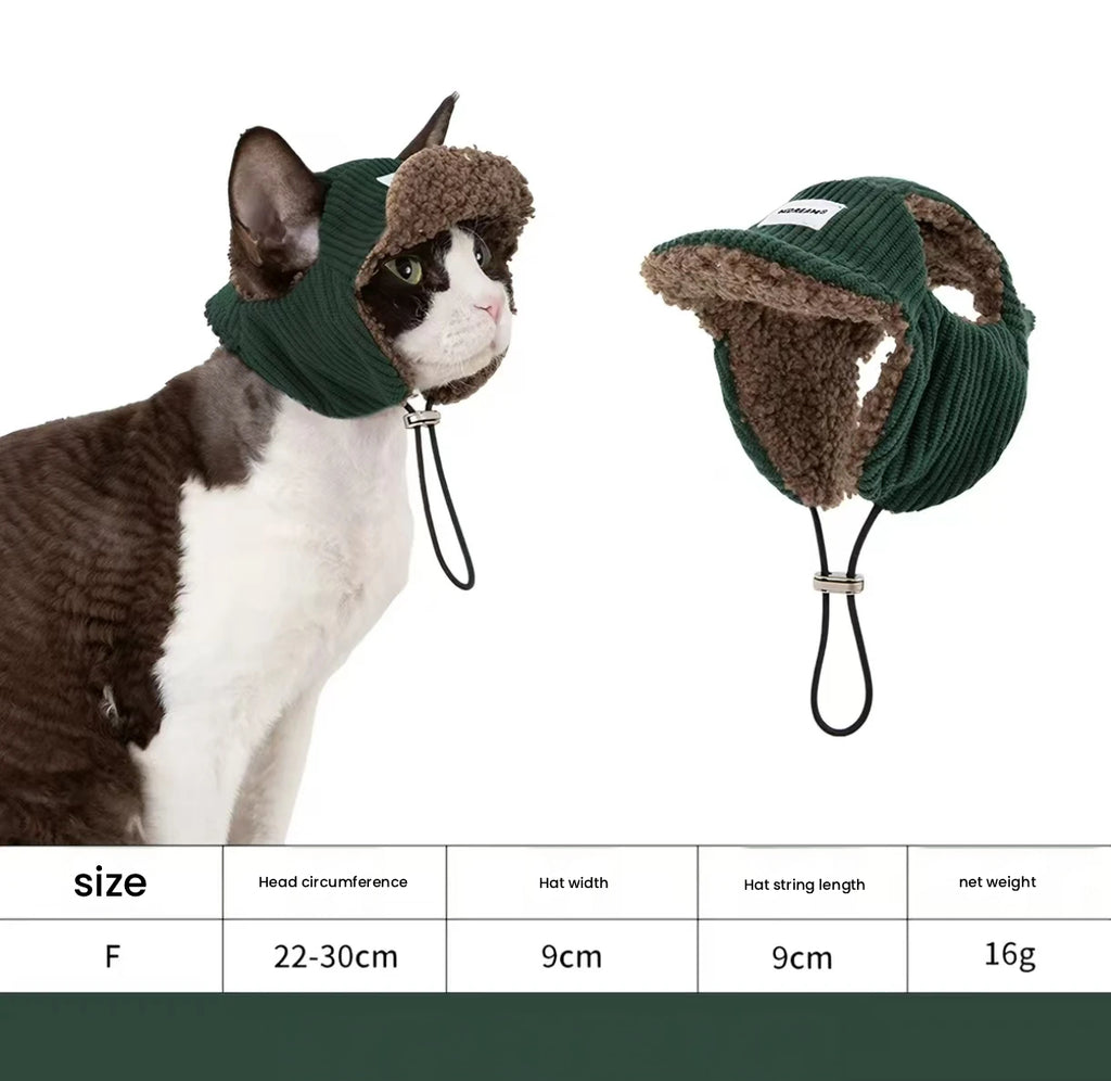 HiDREAM Knit Cat Winter Hat with Neck Warmer - Thick Plush Cap for Devon Rex