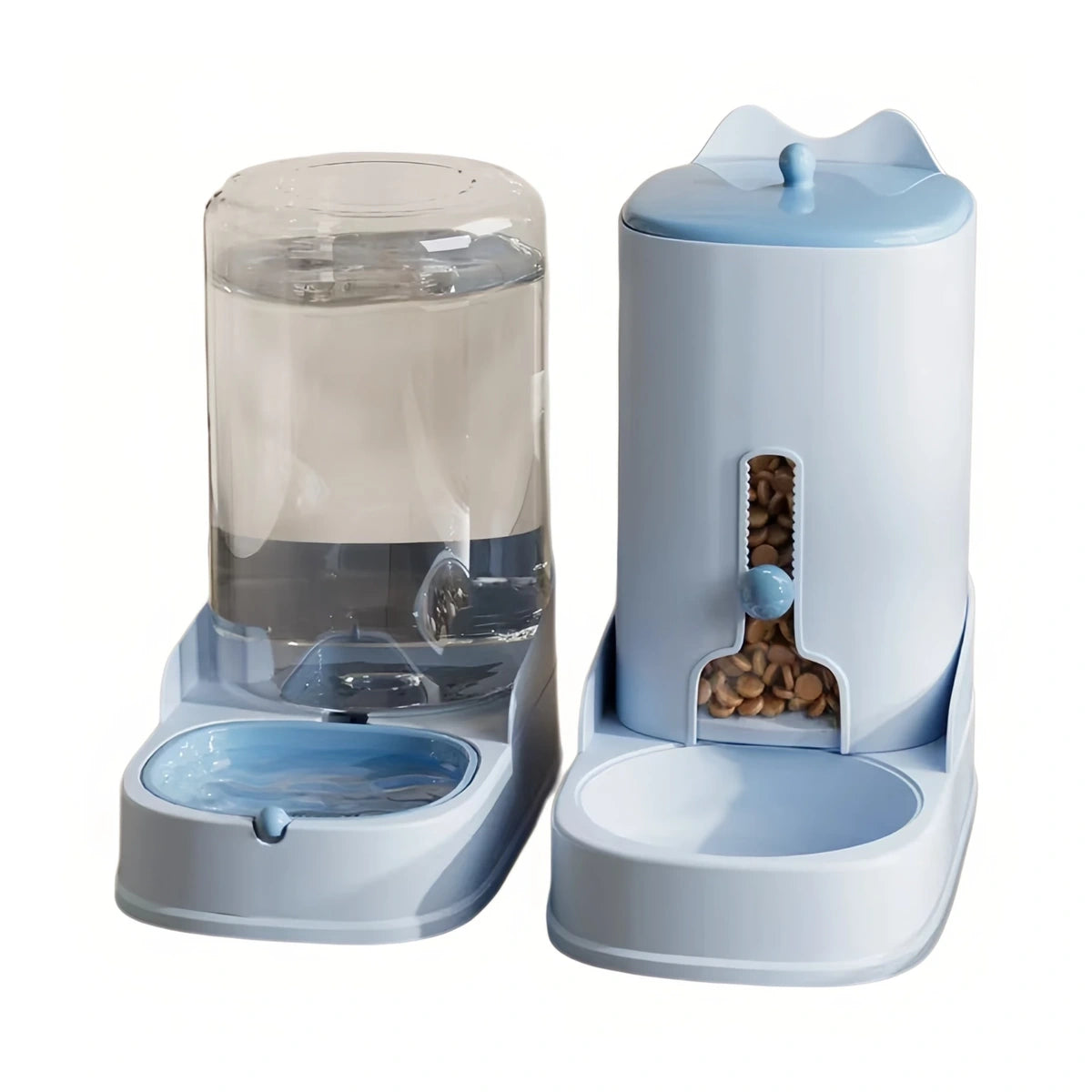 Blue gravity pet feeder and water dispenser set