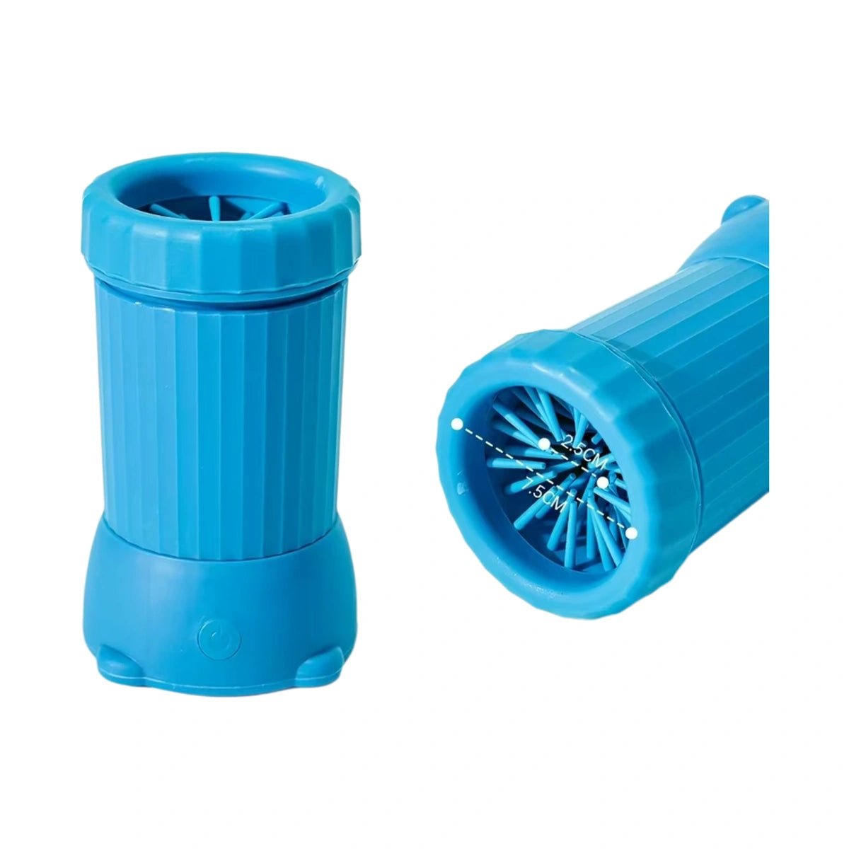 Blue dog paw cleaner cup with removable silicone brush