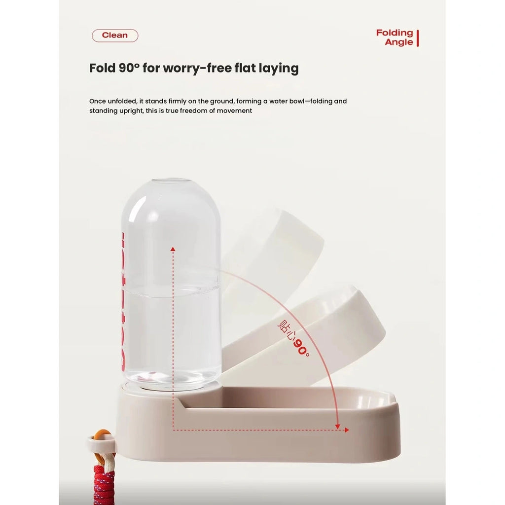Petstar water bottle with 90-degree folding bowl
