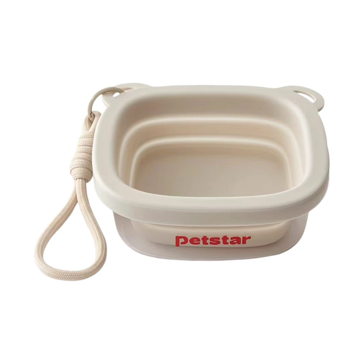 Beige Petstar collapsible silicone travel pet bowl