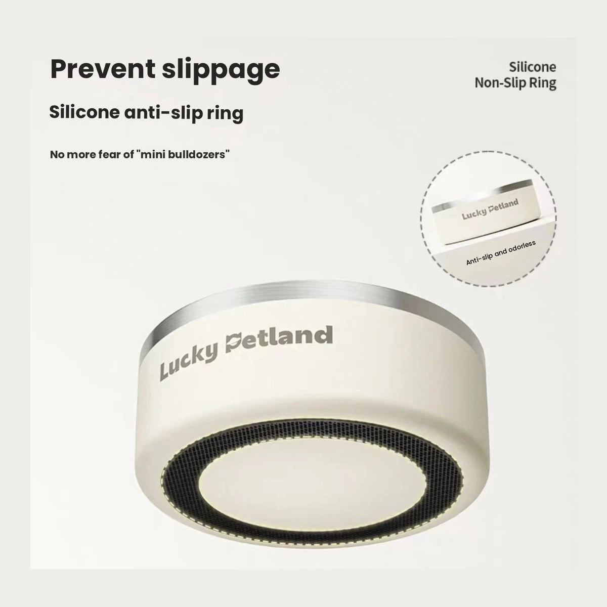 Underside of the LuckyPetland bowl showing the non-slip base