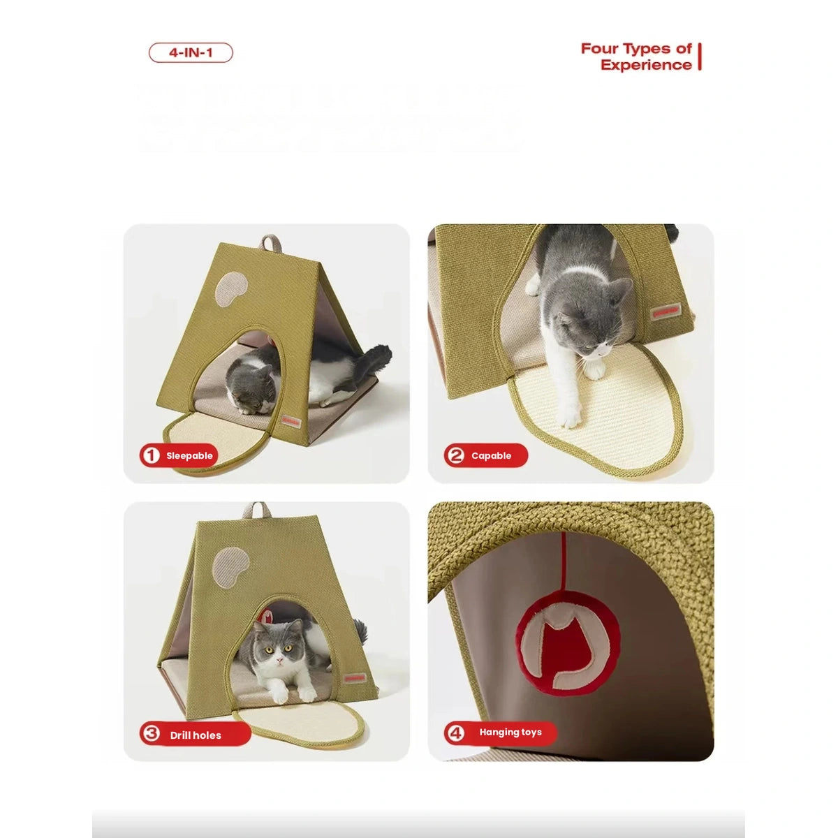 Collage of cats using the Petstar foldable play house